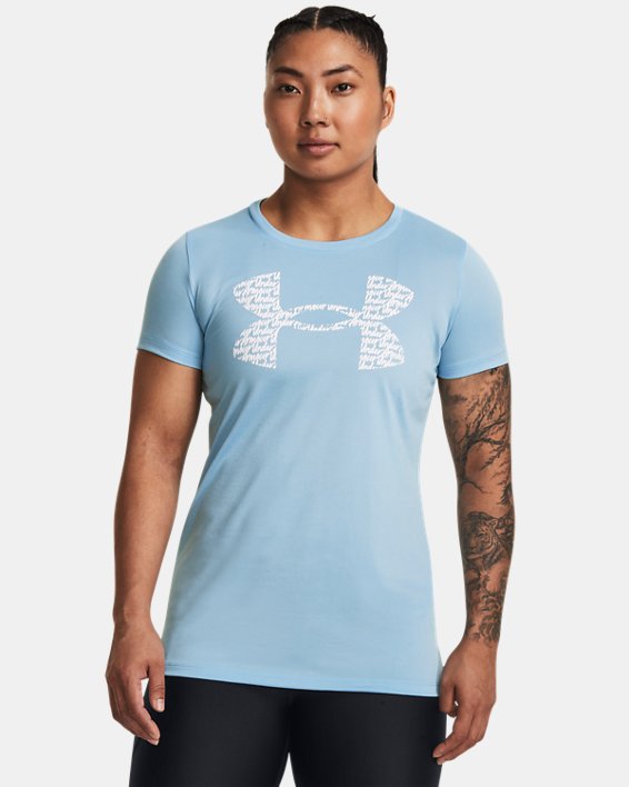 เสื้อแขนสั้น UA Tech™ Graphic สำหรับผู้หญิง in Blue image number 0